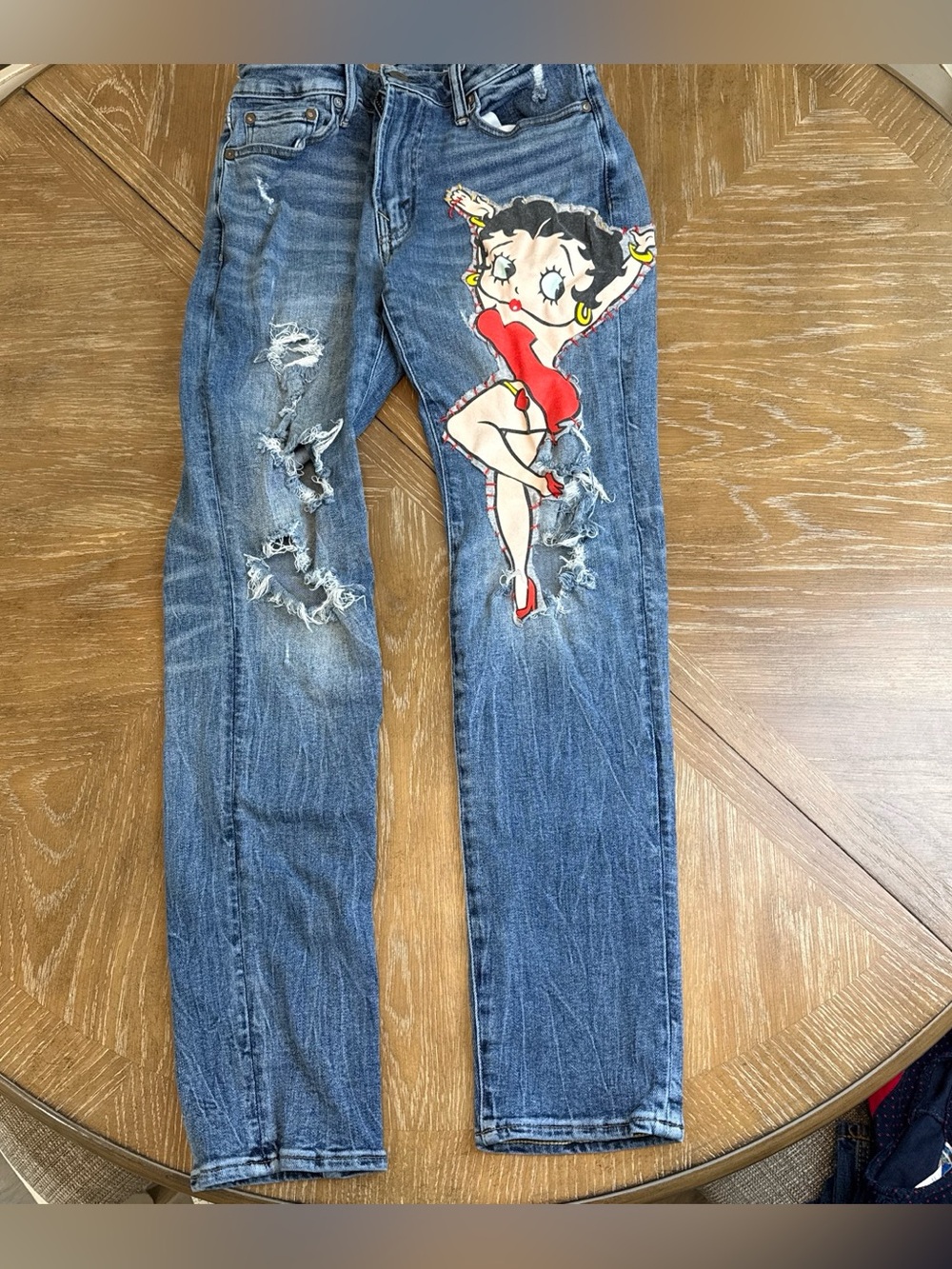 Custom reworked Betty Boop American Eagle jeans